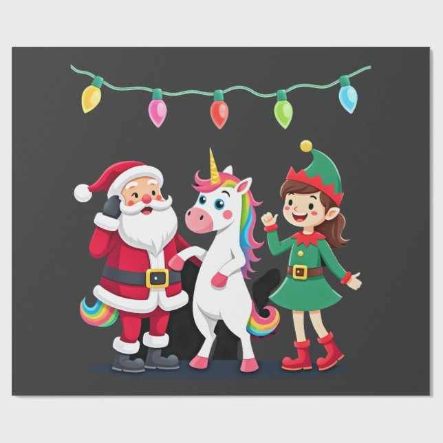 Dabbing Tomte Alv Enhörning Jul Barn Pojkar Män  Presentpapper (Platt)
