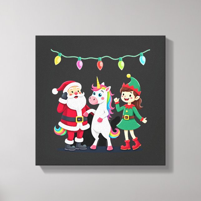 Dabbing Tomte Enhörning Jul Barn Pojkar Män  Canvastryck (Framsida)