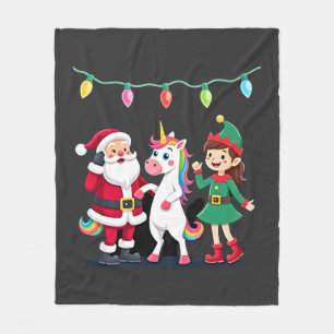 Dabbing Tomte Enhörning Jul Barn Pojkar Män Fleecefilt