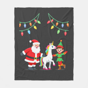 Dabbing Tomte Enhörning Jul Barn Pojkar Män Fleecefilt