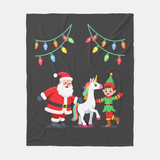 Dabbing Tomte Enhörning Jul Barn Pojkar Män  Fleecefilt (Framsidan)