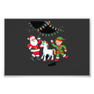 Dabbing Tomte Enhörning Jul Barn Pojkar Män Fototryck