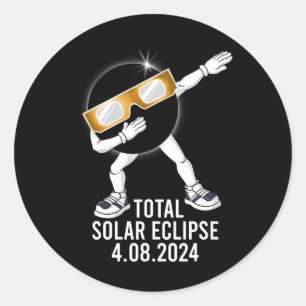Dabbing Total Solar Eclipse 04.08.2024 Roligt Dab Runt Klistermärke