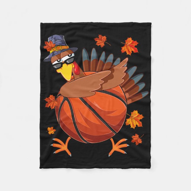 Dabbing Turkey and Sketll Ll Fall Vibes Thanksgivi Fleecefilt (Framsidan)