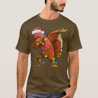 Dabbing Turkey Bird Julafton Ljus Funny Santa Turk T Shirt