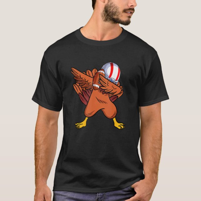 Dabbing Turkey Football Player Thanksgiving Boys M T Shirt (Framsida)