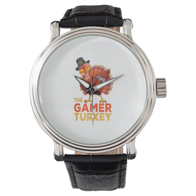 Dabbing Turkey Gamer Thanksgiving Gaming Kids Boys Armbandsur (Framsida)