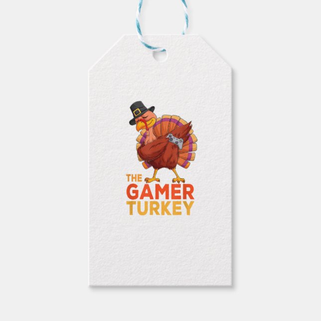 Dabbing Turkey Gamer Thanksgiving Gaming Kids Boys Presentetikett (Framsidan)