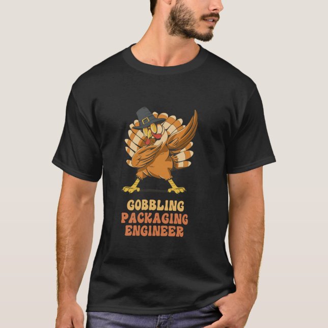 Dabbing Turkey Packaging Ingenjör Funny Thanksgivi T Shirt (Framsida)