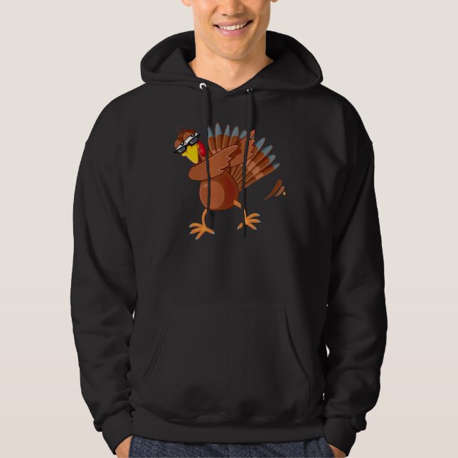 Dabbing Turkey Shirt Thanksgiving Boys Kids Men Tu Hoodie (Framsida)