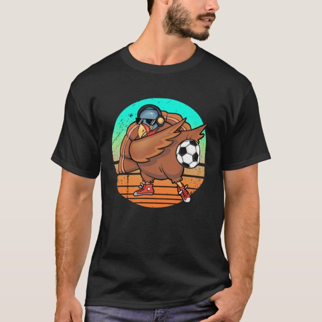 Dabbing Turkey Soccer Player  Thanksgiving Day Fea T Shirt (Framsida)