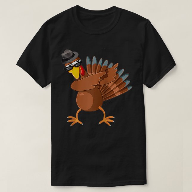 Dabbing Turkey Thanksgiving Boys Kids Manar Turkie T Shirt (Design framsida)