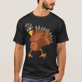 Dabbing Turkey Thanksgiving Boys Kids Manar Turkie T Shirt