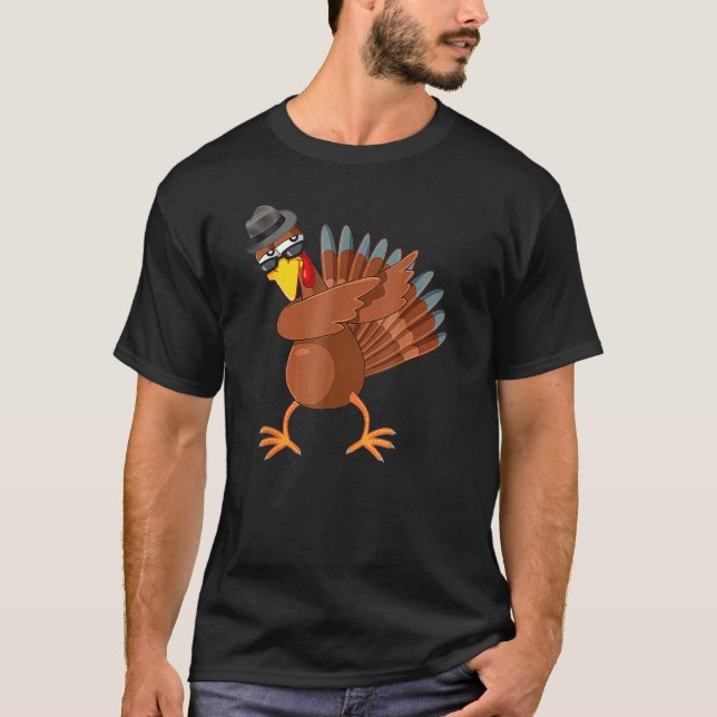 Dabbing Turkey Thanksgiving Boys Kids Men Turkey D T Shirt (Framsida)