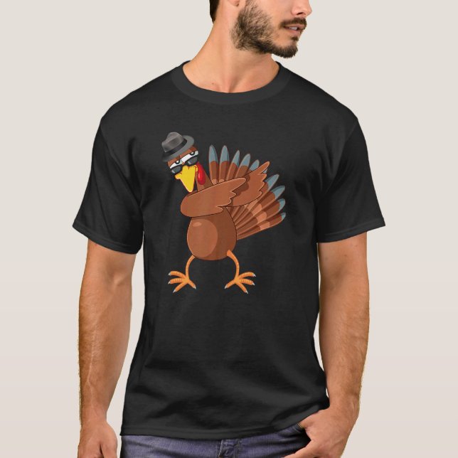 Dabbing Turkey  Thanksgiving Boys Kids Men Turkey  T Shirt (Framsida)