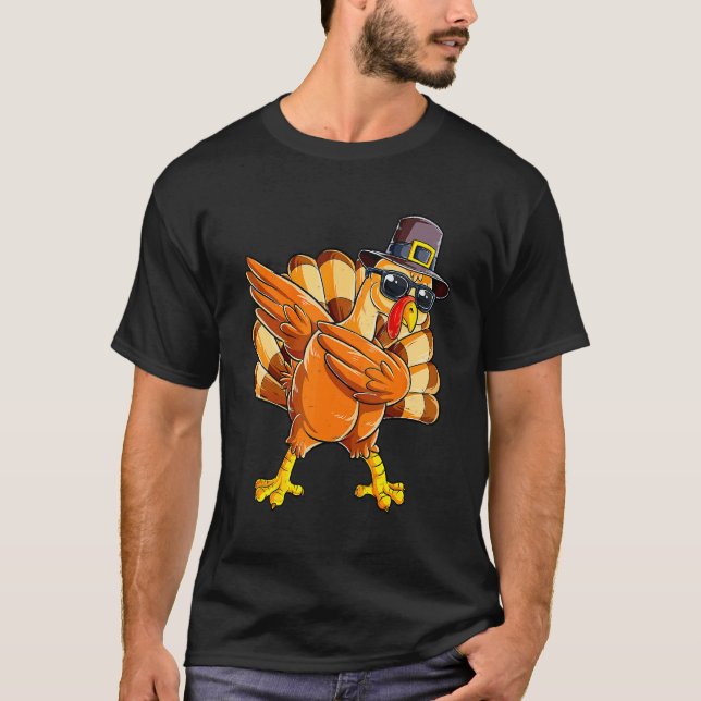 Dabbing Turkey Thanksgiving Day Family Dinner Part T Shirt (Framsida)