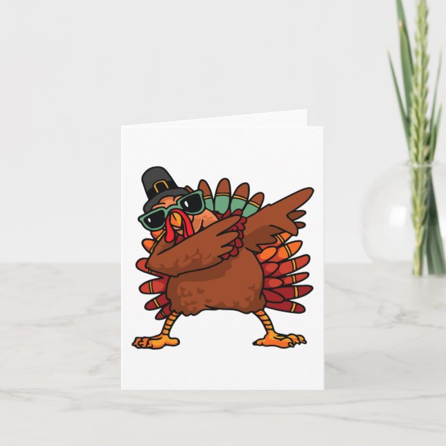 Dabbing Turkey Thanksgiving Day Pilgrim Boys Girls Kort (Framsida)