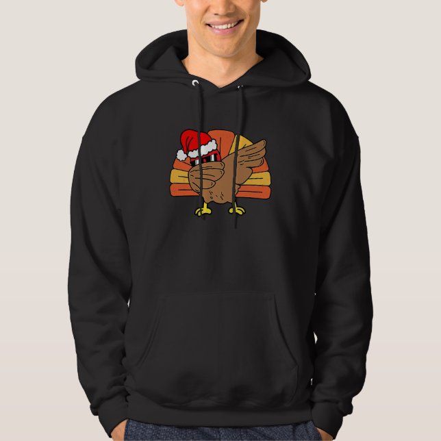 Dabbing Turkey Thanksgiving Holiday Pilgrim  Chris Hoodie (Framsida)
