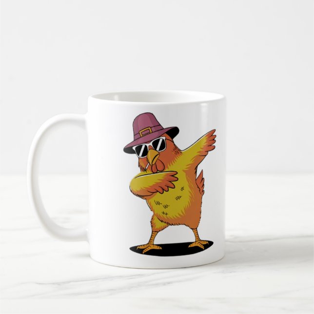 Dabbing Turkey Thanksgiving Pilgrim Funny Boys Man Kaffemugg (Vänster)