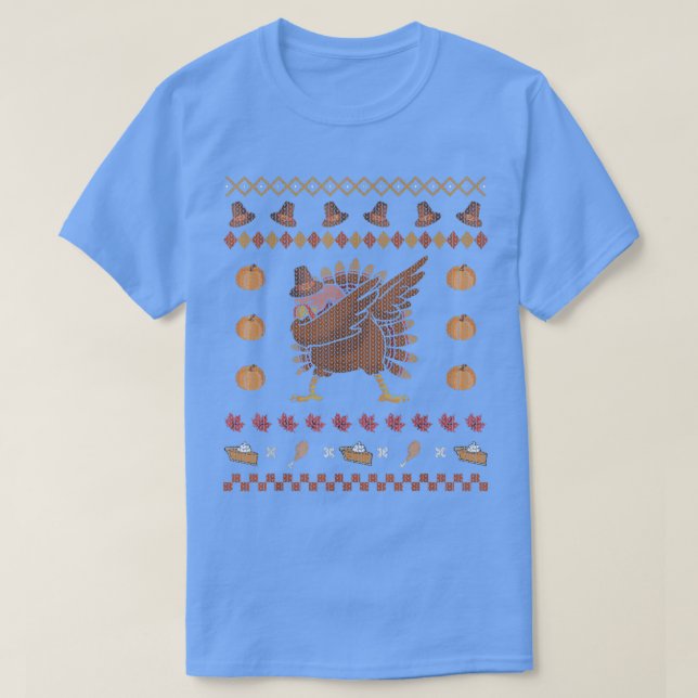 Dabbing Turkey Ugly jul Sweater Ljudny Tack T Shirt (Design framsida)