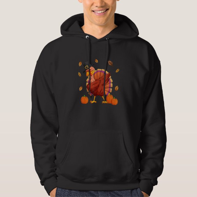 Dabbing Turkiet Thanksgiving Day for Boys Kids Man Hoodie (Framsida)