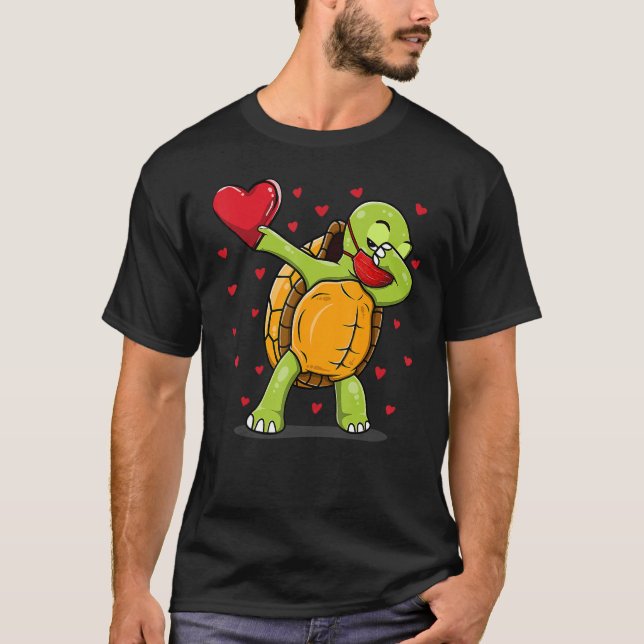 Dabbing Turtle Ansikte Mask Dab Dance Valentine T Shirt (Framsida)