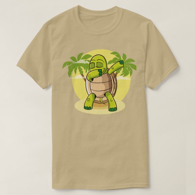 Dabbing Turtle Dancing sköldpaddsreptil strand T Shirt (Design framsida)