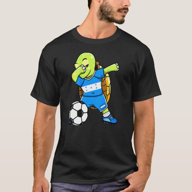 Dabbing Turtle Honduras Soccer Fläkt Jersey Hondur T Shirt (Framsida)