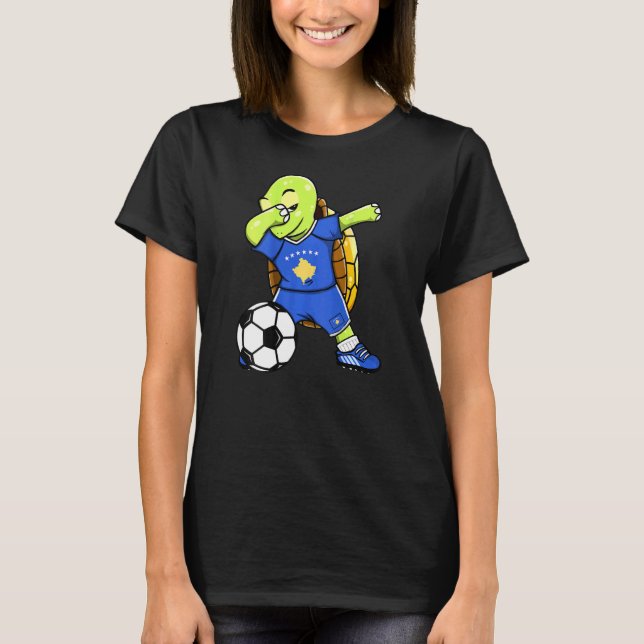 Dabbing Turtle Kosovo Ocer Fläkt Jersey Kosovo F T Shirt (Framsida)