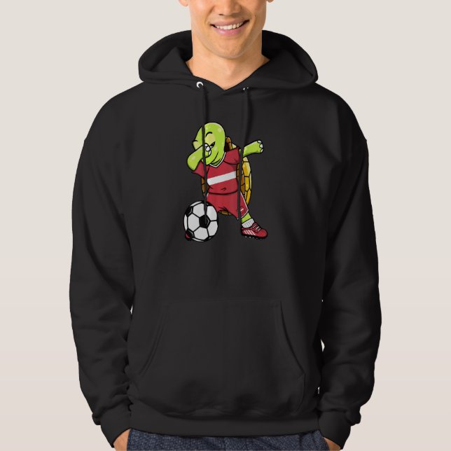 Dabbing Turtle Lettlands isocker Fläkt Jersey Latv Hoodie (Framsida)