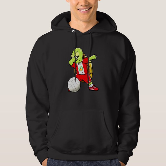 Dabbing Turtle Peru Volleyball Fläkt Jersey Peruvi Hoodie (Framsida)