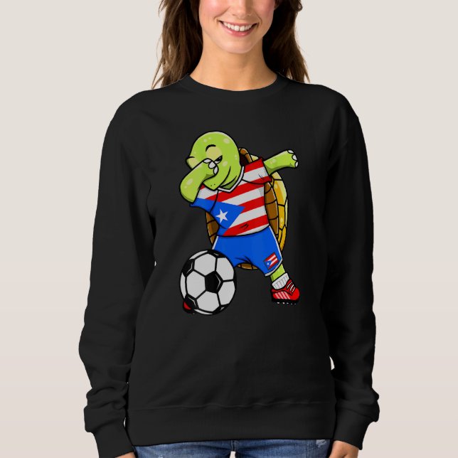 Dabbing Turtle Puerto Rico Soccer Fläkt Jersey Fla T Shirt (Framsida)