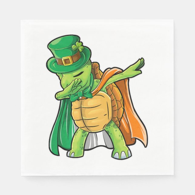 Dabbing Turtle St patricks day Boys Leprechaun Pappersservett (Framsidan)