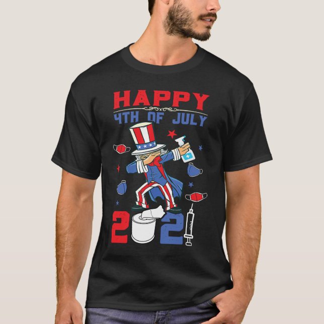 Dabbing Uncle Sam 4th of July 2021 kids boys girls T Shirt (Framsida)