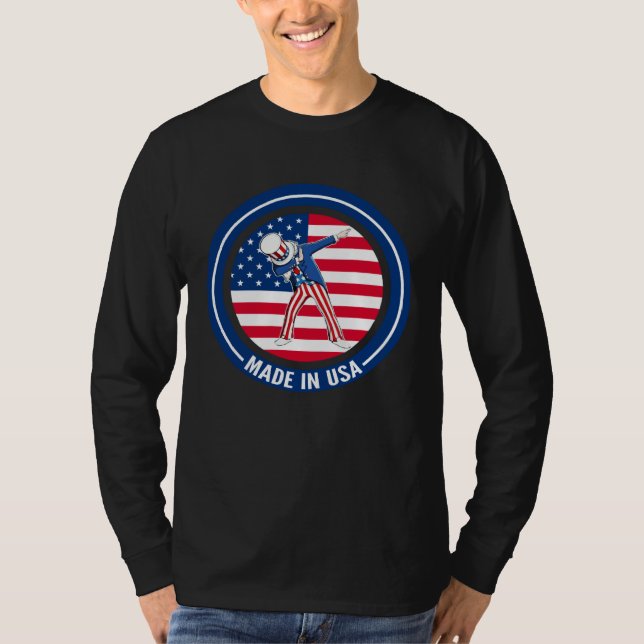 Dabbing Uncle Sam  4th of July Kids Boys Men T Shirt (Framsida)