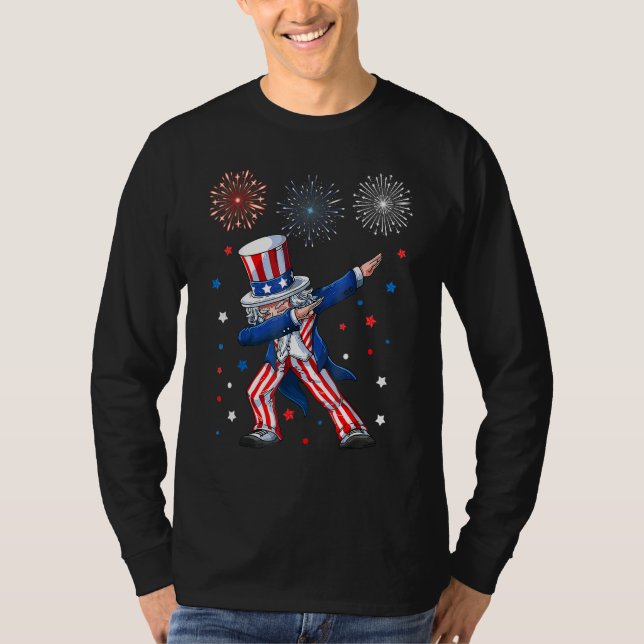 Dabbing Uncle Sam Fireworks 4th Of July Kids Boys  T Shirt (Framsida)