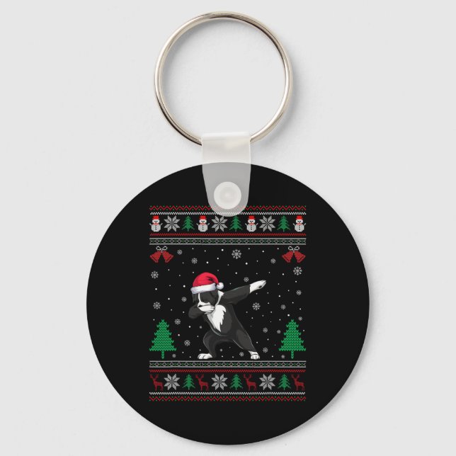 Dabbing Underbarare Swiss Mountain Hund Santa Hat  Nyckelring (Framsida)