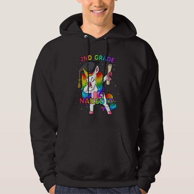 Dabbing Unicorn 2:a Klass, Nailed IT Studenten Hoodie (Framsida)