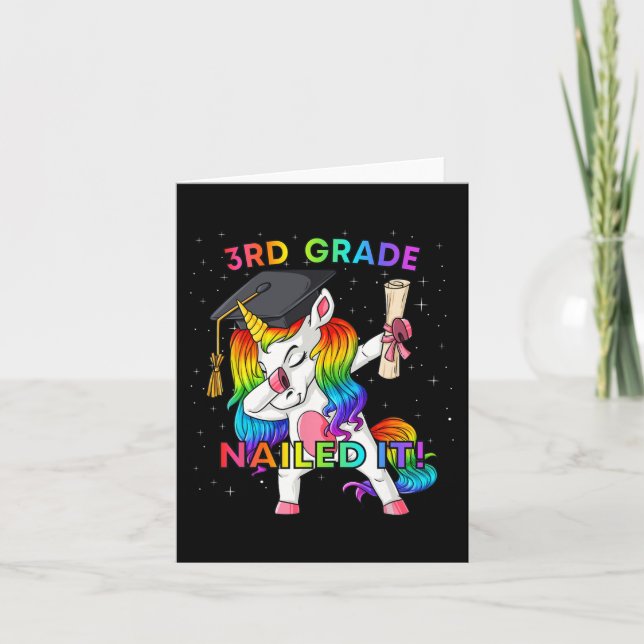 Dabbing Unicorn 3:e Klass nailed it Studenten Gir Kort (Framsida)
