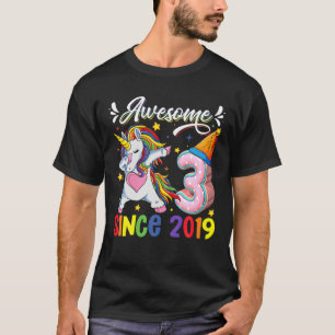 Dabbing Unicorn 3Rd Birthday Fantastisk 2019 3 År  T Shirt