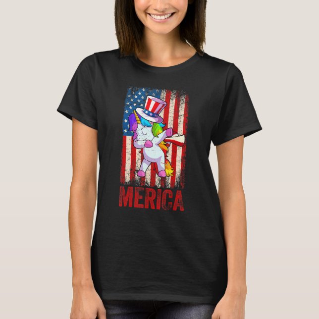 Dabbing Unicorn 4:e juli 2007 T Shirt (Framsida)
