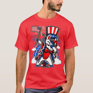 Dabbing Unicorn 4:e juli Småbarn Boys Girls T Shirt