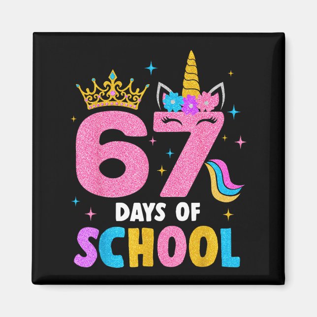 Dabbing Unicorn 67 Days Of School Teachers Kids Bo Magnet (Framsidan)