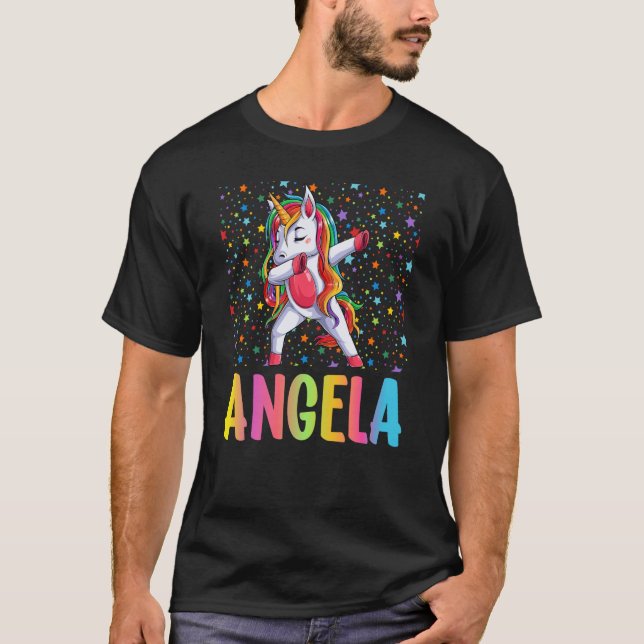 Dabbing Unicorn Angela T Shirt (Framsida)