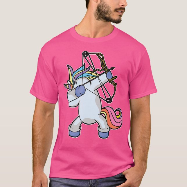 Dabbing Unicorn Archer Archery Bow Arrow T Shirt (Framsida)