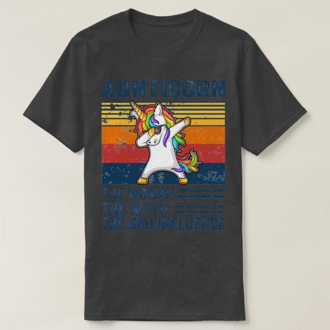 Dabbing Unicorn Aunticorn Roligt Gift T Shirt (Design framsida)