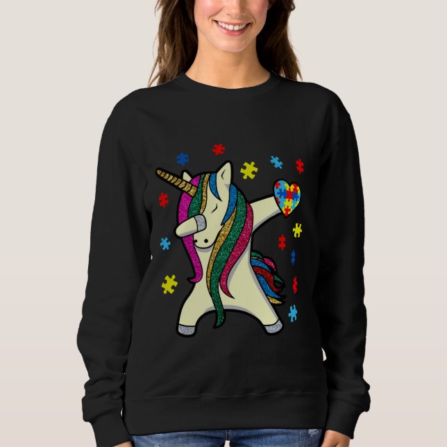 Dabbing Unicorn Autism Awareness Awareness Month E T Shirt (Framsida)