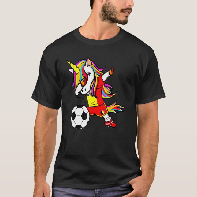 Dabbing Unicorn Belgium Football Belgium Flagga So T Shirt (Framsida)