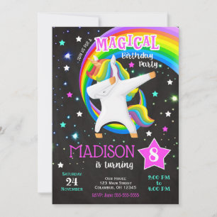 Dabbing Unicorn Birthday-inbjudan Inbjudningar