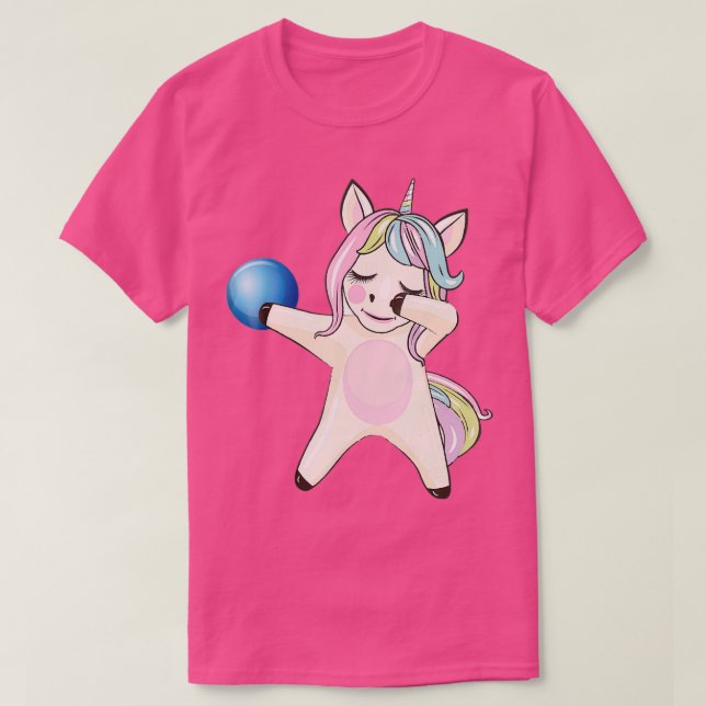 Dabbing Unicorn Bowling som Kärlek T T Shirt (Design framsida)